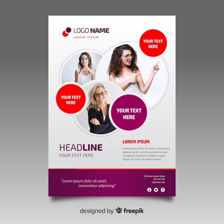 Vecteur gratuit modèle de flyer métier avec des images de mosaïque