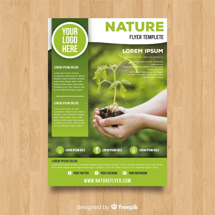 Vecteur gratuit modèle de flyer de nature moderne avec photo