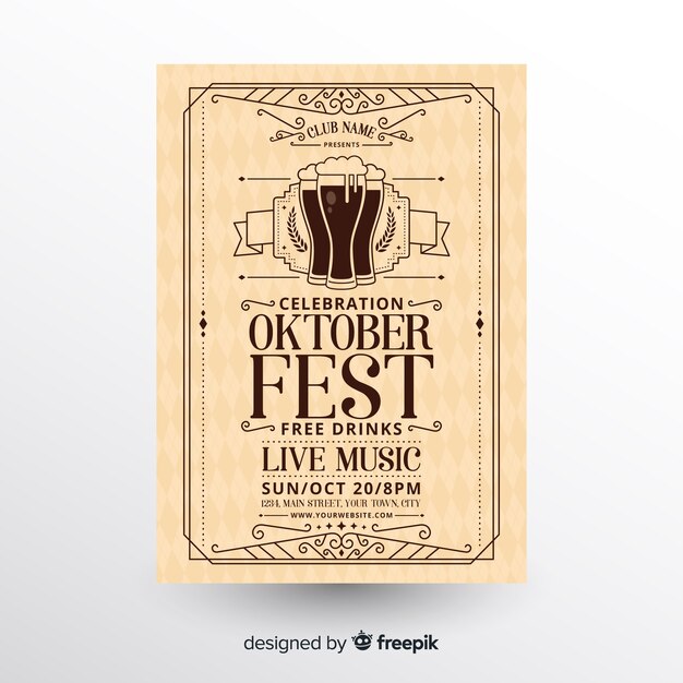 Modèle de flyer oktoberfest moderne avec un design plat