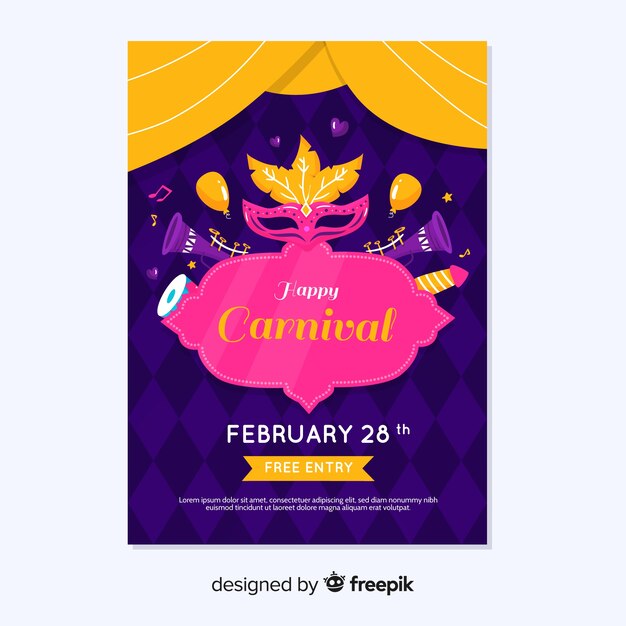 Vecteur gratuit modèle de flyer party carnaval brésilien