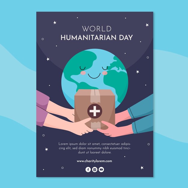 Modèle de flyer plat pour la célébration de la journée humanitaire mondiale