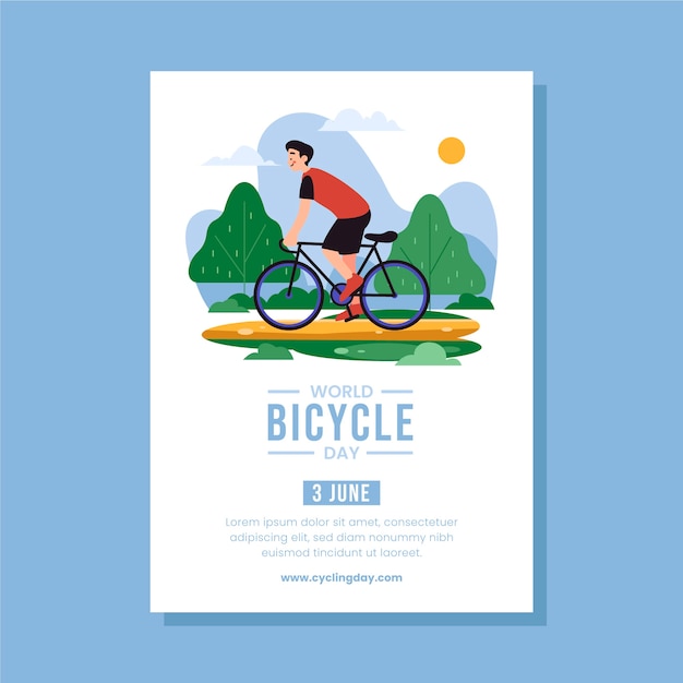 Modèle De Flyer Plat Pour La Journée Mondiale Du Vélo