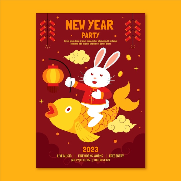 Modèle De Flyer Plat Vertical Pour La Célébration Du Nouvel An Chinois