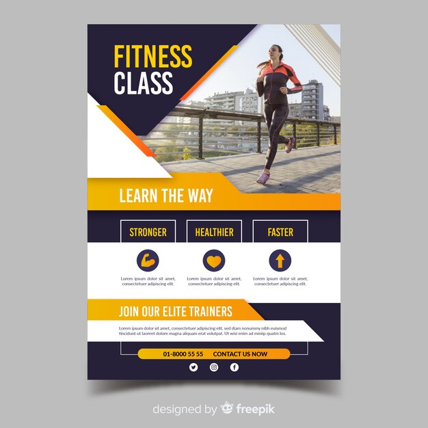 Modèle de flyer pour le sport de la classe de remise en forme
