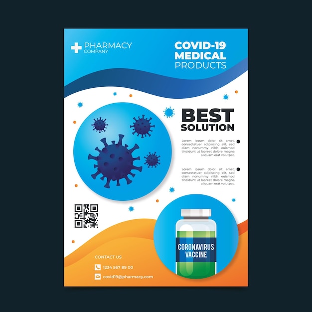 Vecteur gratuit modèle de flyer de produits médicaux réalistes de coronavirus