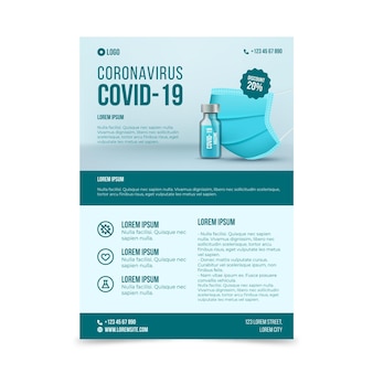 Modèle de flyer de produits médicaux réalistes de coronavirus