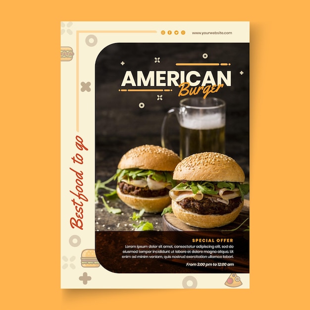 Modèle de Flyer de pub de cuisine américaine