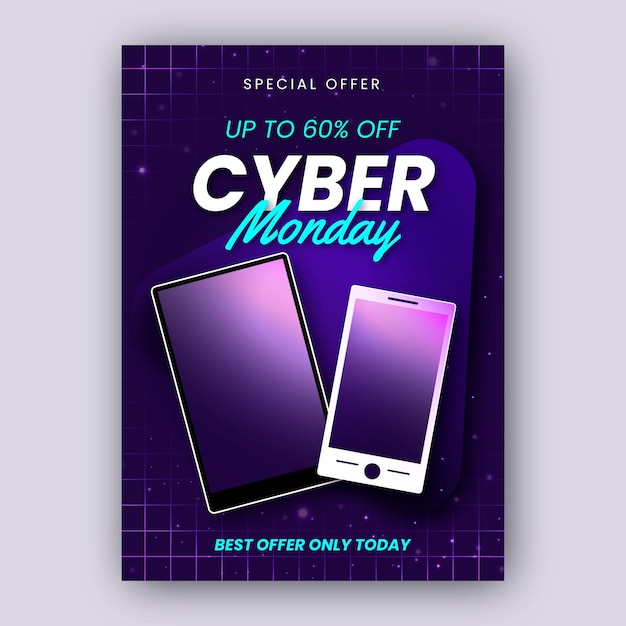 Vecteur gratuit modèle de flyer réaliste cyber lundi