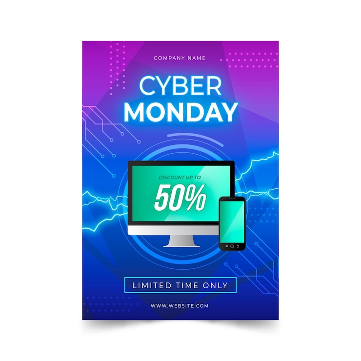 Vecteur gratuit modèle de flyer réaliste cyber monday