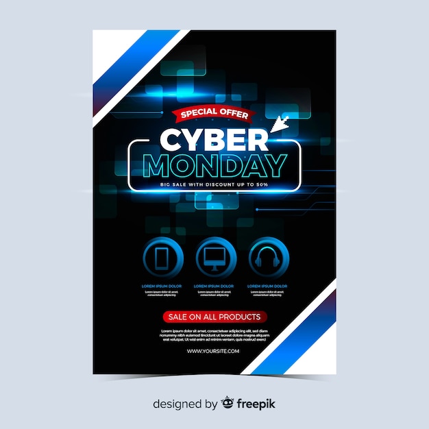 Modèle De Flyer Réaliste Cyber Monday