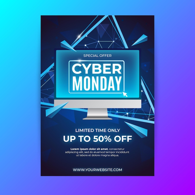 Vecteur gratuit modèle de flyer réaliste cyber monday
