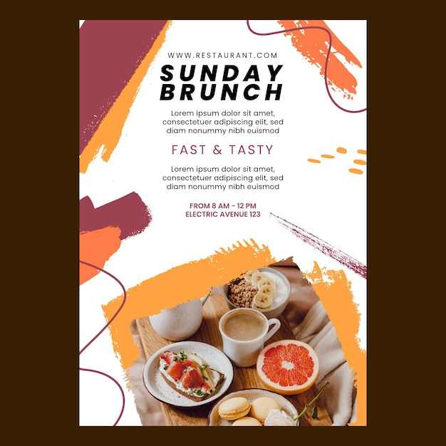 Vecteur gratuit modèle de flyer de restaurant brunch