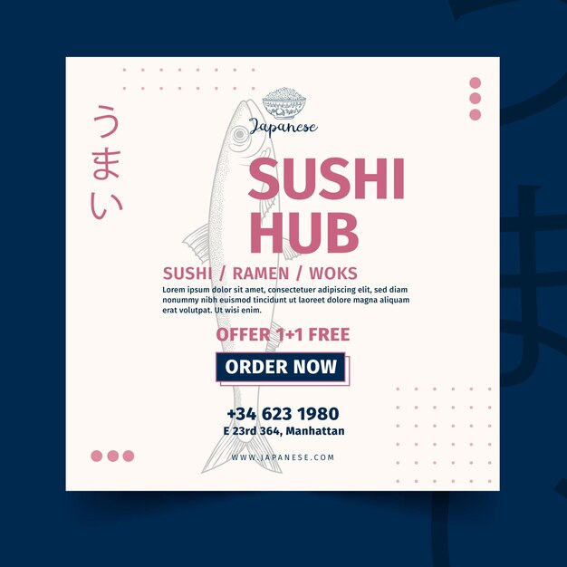 Modèle de flyer de restaurant japonais