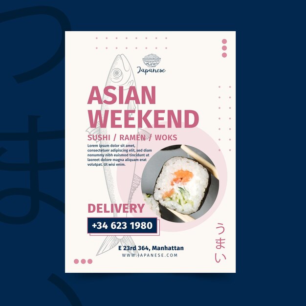 Modèle de flyer de restaurant japonais