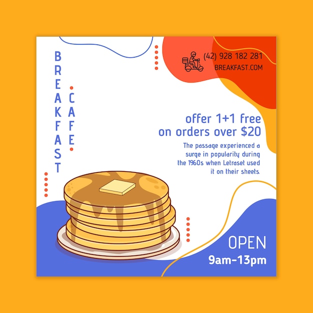 Vecteur gratuit modèle de flyer de restaurant de petit déjeuner