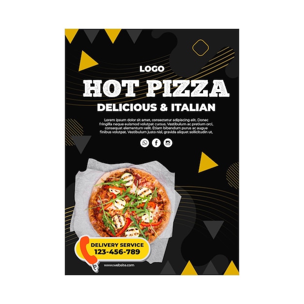 Vecteur gratuit modèle de flyer de restaurant de pizza