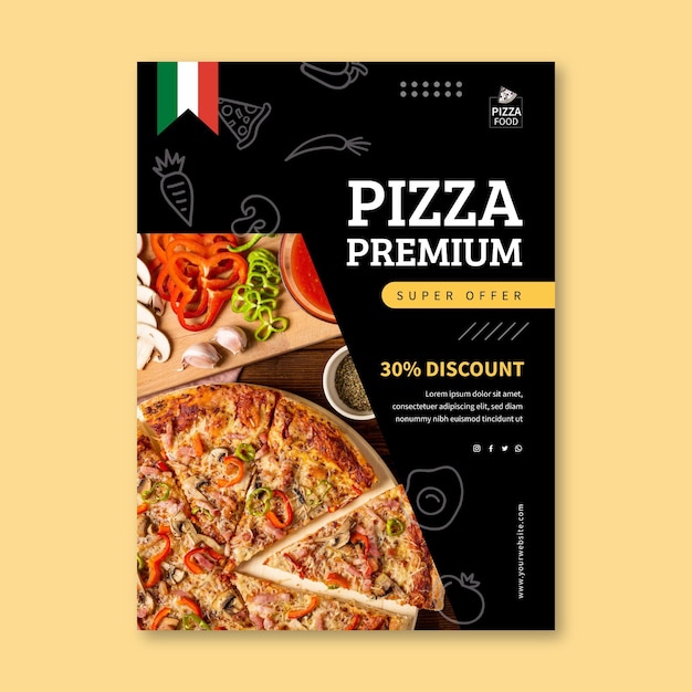Vecteur gratuit modèle de flyer de restaurant de pizza