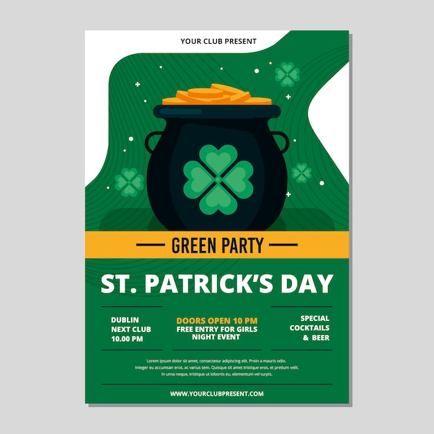 Vecteur gratuit modèle de flyer de la saint patrick