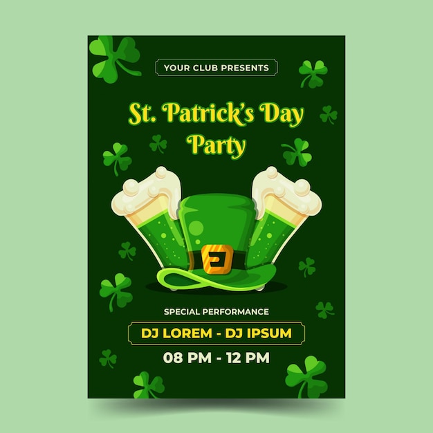 Vecteur gratuit modèle de flyer de la saint-patrick