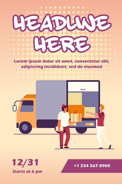 Vecteur gratuit modèle de flyer de service de livraison de commande