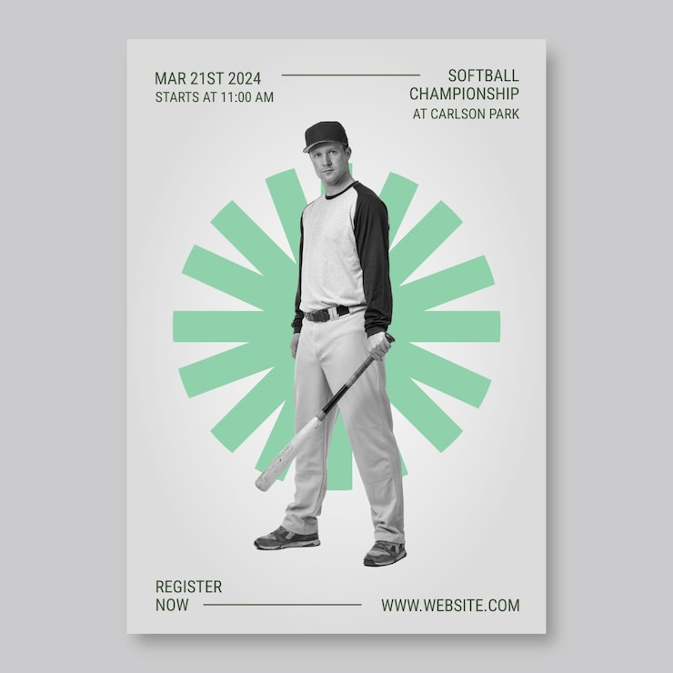 Vecteur gratuit modèle de flyer de softball