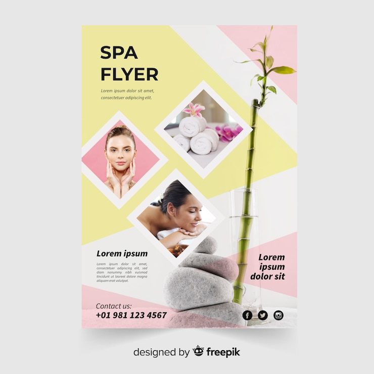 Vecteur gratuit modèle de flyer de spa moderne
