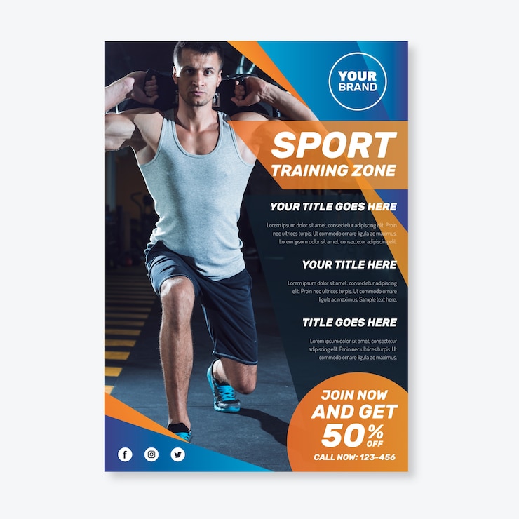 Vecteur gratuit modèle de flyer sport avec image