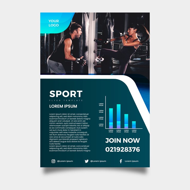 Vecteur gratuit modèle de flyer sport avec photo