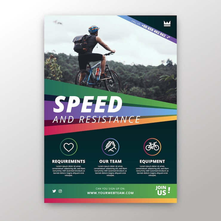 Vecteur gratuit modèle de flyer sport avec photo