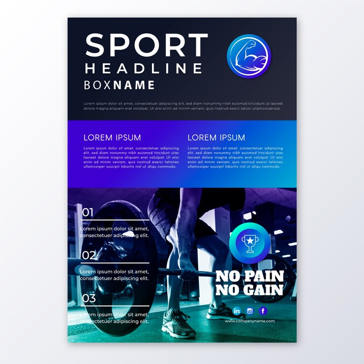 Vecteur gratuit modèle de flyer sport avec photo