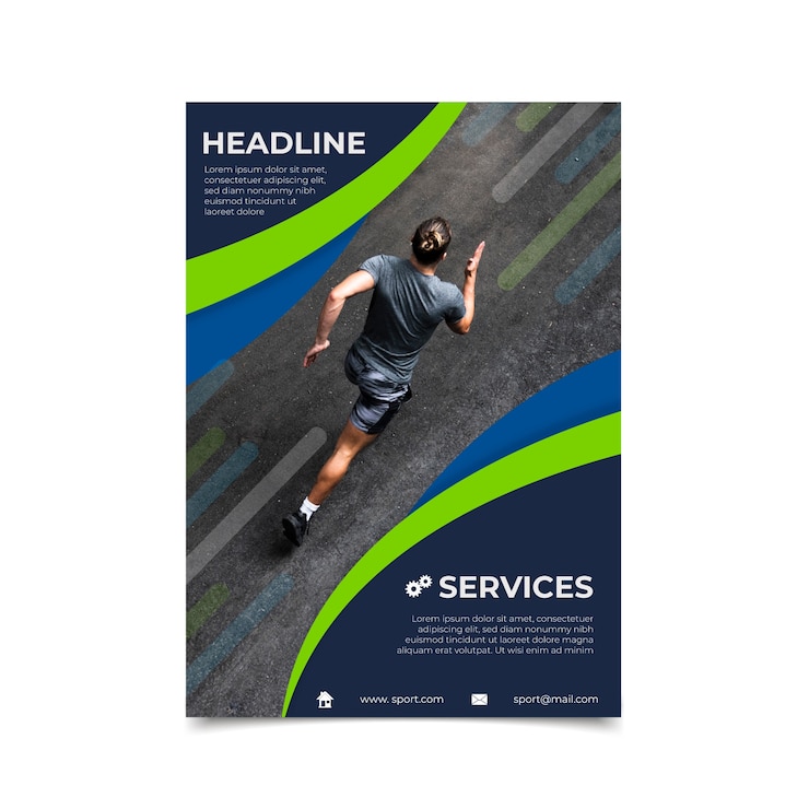 Vecteur gratuit modèle de flyer sport avec photo