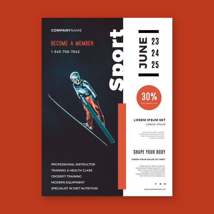 Vecteur gratuit modèle de flyer sport avec photo