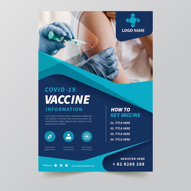 Modèle de flyer de vaccin contre le coronavirus design plat