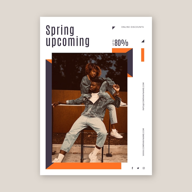 Vecteur gratuit modèle de flyer de vente de printemps avec photo