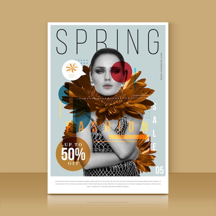 Vecteur gratuit modèle de flyer de vente de printemps avec photo