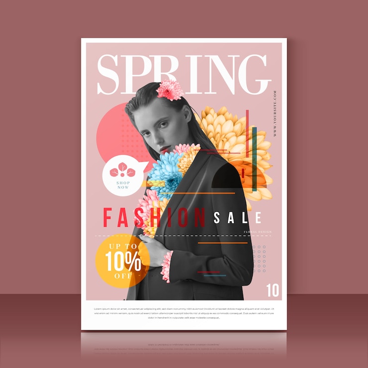 Vecteur gratuit modèle de flyer de vente de printemps avec photo