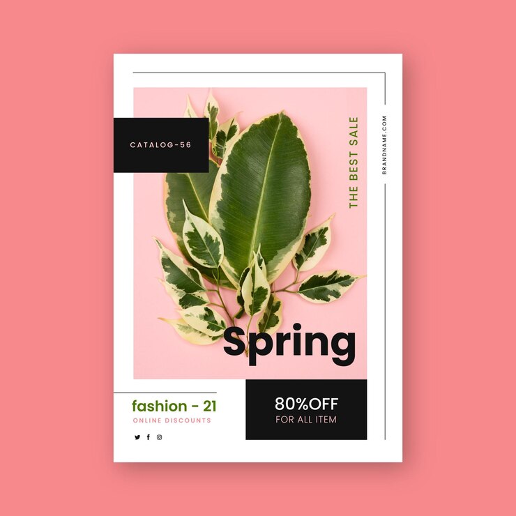 Vecteur gratuit modèle de flyer de vente de printemps plat avec photo