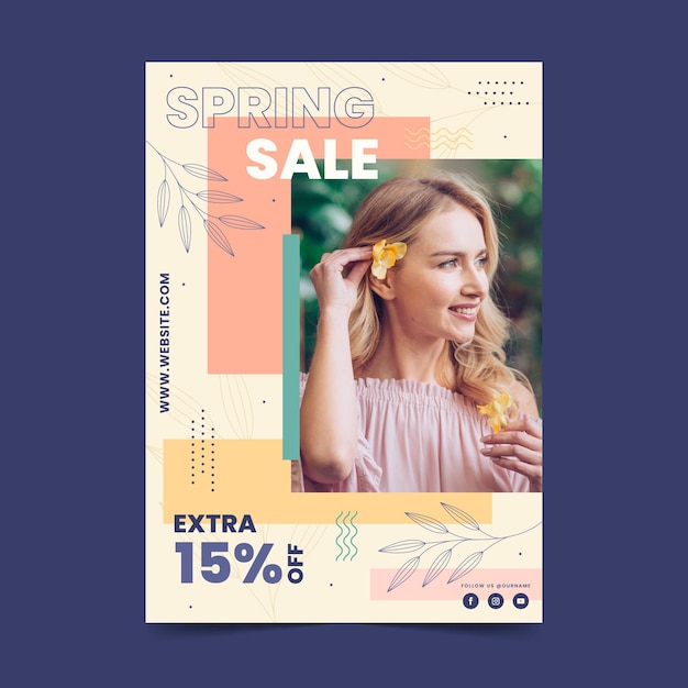 Modèle De Flyer De Vente De Printemps Plat Avec Photo