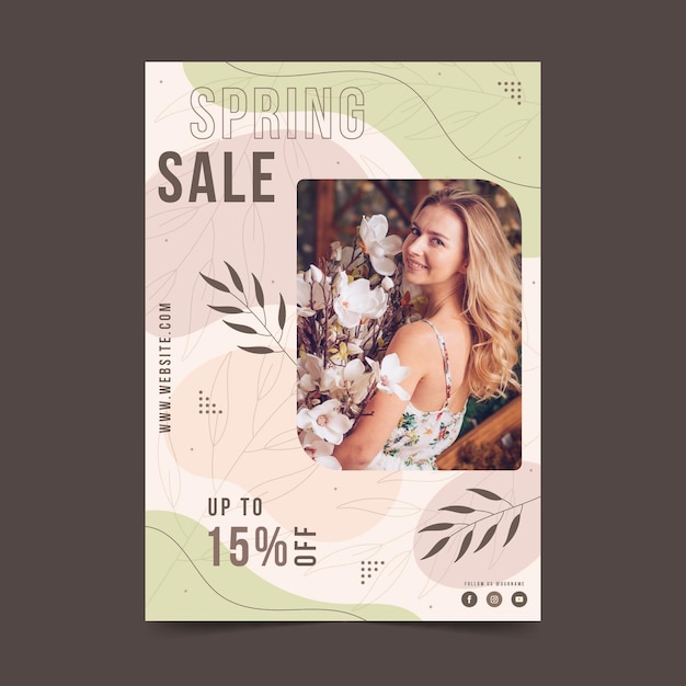 Modèle De Flyer De Vente De Printemps Plat Avec Photo