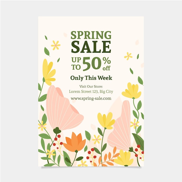 Vecteur gratuit modèle de flyer de vente de printemps