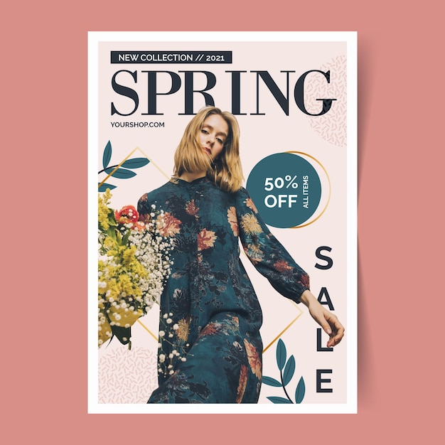 Vecteur gratuit modèle de flyer de vente de printemps