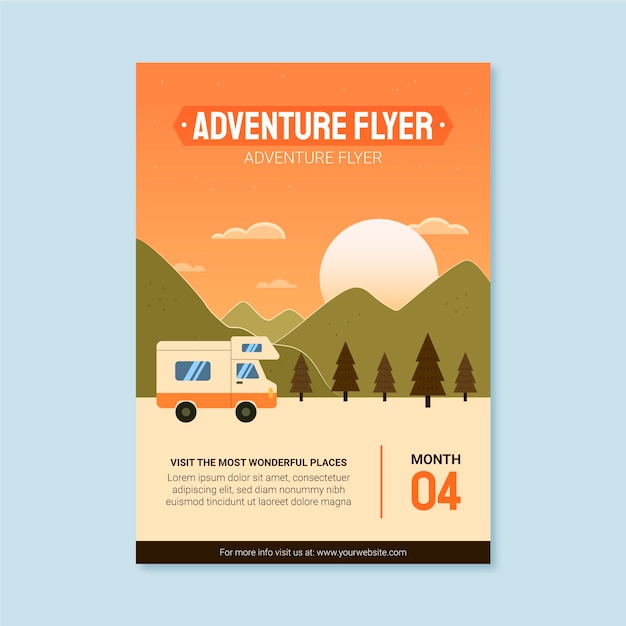 Vecteur gratuit modèle de flyer vertical d'aventure