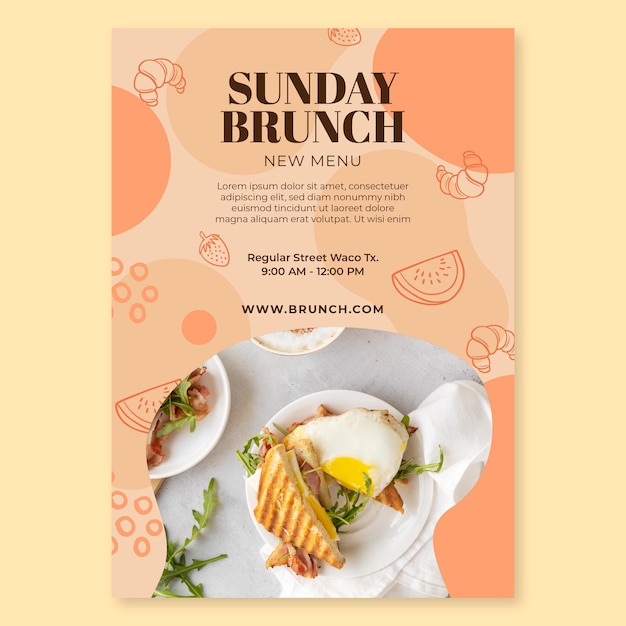 Vecteur gratuit modèle de flyer vertical brunch du dimanche