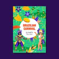 Vecteur gratuit modèle de flyer vertical de carnaval brésilien plat