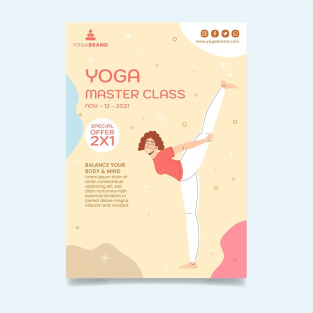 Modèle de flyer vertical de classe de maître de yoga