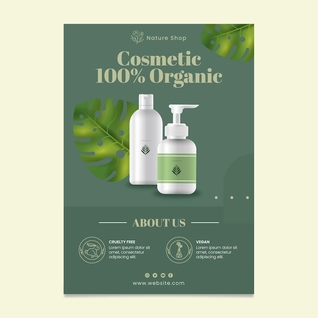 Vecteur gratuit modèle de flyer vertical cosmétique bio