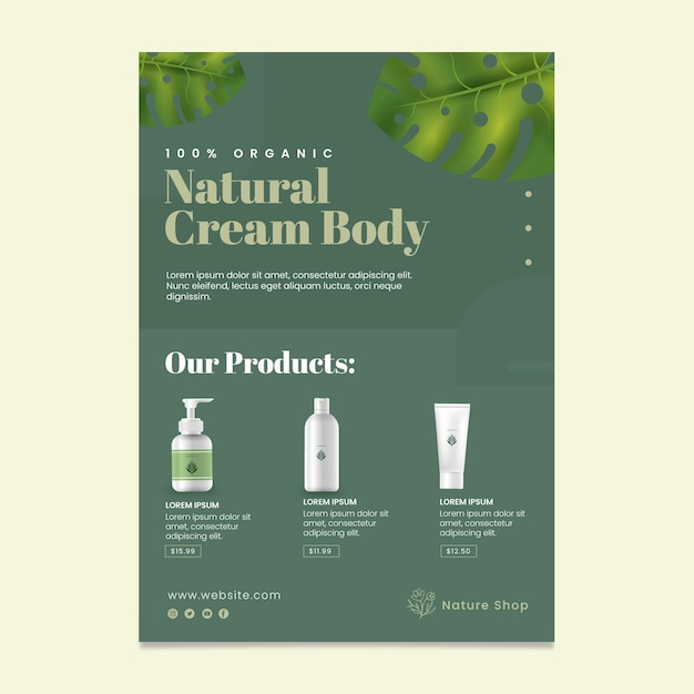 Modèle de flyer vertical cosmétique naturel