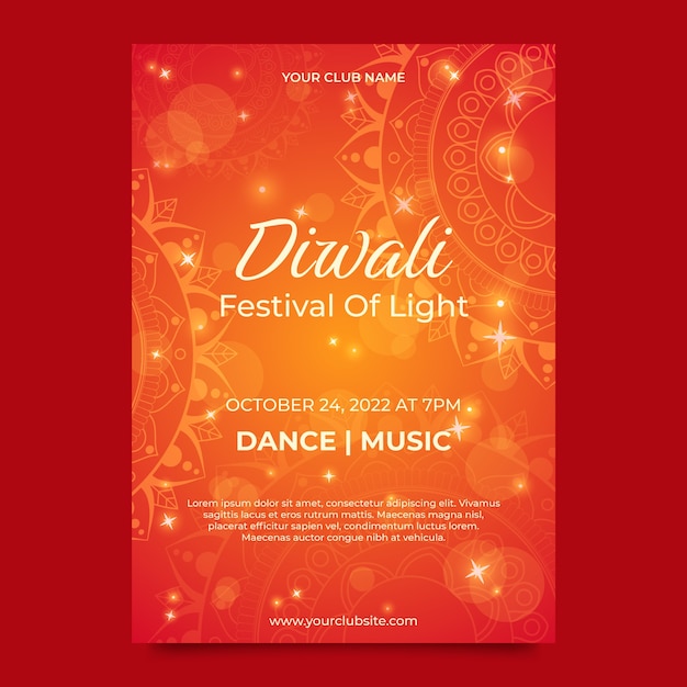 Vecteur gratuit modèle de flyer vertical dégradé pour la célébration de diwali