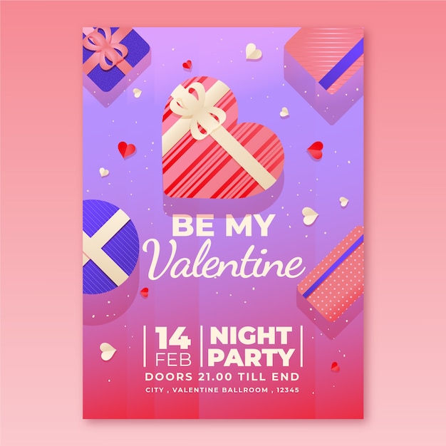 Vecteur gratuit modèle de flyer vertical dégradé pour la saint-valentin