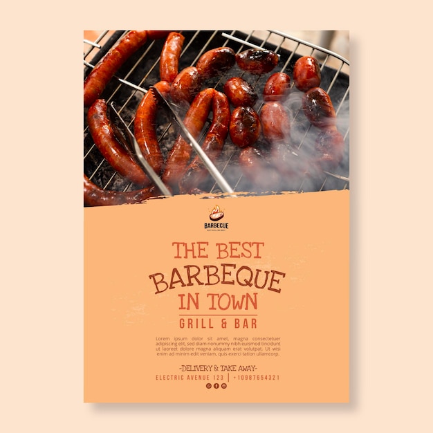 Vecteur gratuit modèle de flyer vertical délicieux barbecue